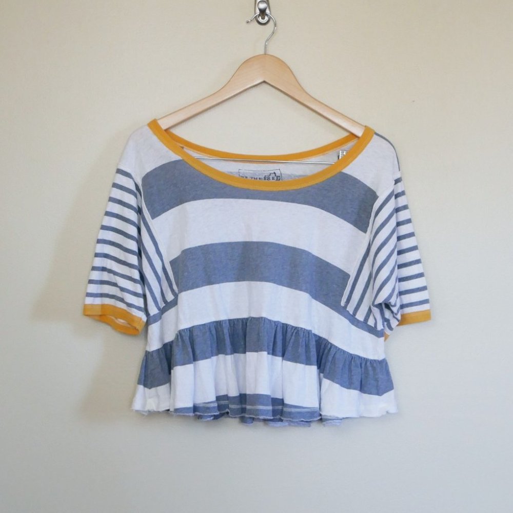 We The Free Striped Crop Peplum Top Size S